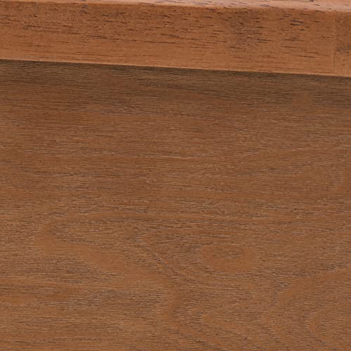 Baxton Studio Eridian Mid-Century Queen Platform Bed in Walnut Brown with Natural Rattan Baxton Studio