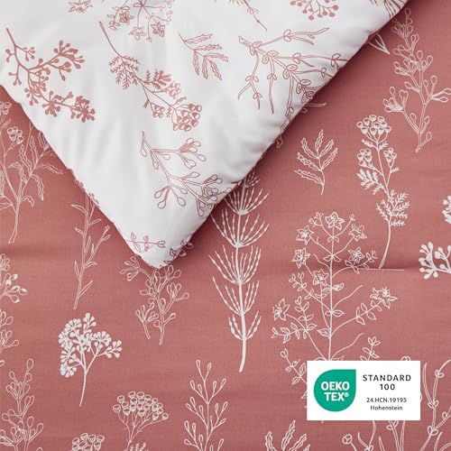 Bedsure Queen Comforter Set - Grayish Pink Bed Set, 3 Pieces Cute Floral Bedding, 1 Soft Reversible Botanical Flowers Comforter and 2 Pillow Shams Bedsure