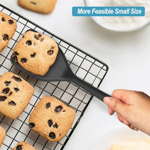 Silicone Spatula Turner Set, High Heat Resistant Spatulas with Seamless One Piece Design, Nonstick Rubber Flippers Utensils for Baking & Cooking,BPA-Free, Black,11 IN XiaoZu