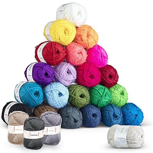 Soft Yarn for Crocheting - 2400 Yards Crochet Yarn for Crocheting and Knitting Yarn, Amigurumi Yarn for Knitting, Acrylic Yarn Bulk, Perfect Yarn for Crafts, Crocheting Yarn Set - 24 Yarn Pack x 50g Hearth & Harbor