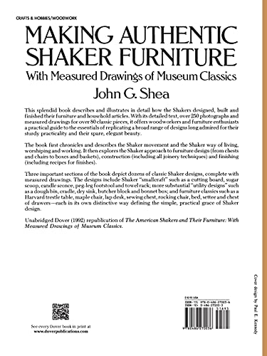 Making Authentic Shaker Furniture: With Measured Drawings of Museum Classics (Dover Woodworking) WoodArtSupply
