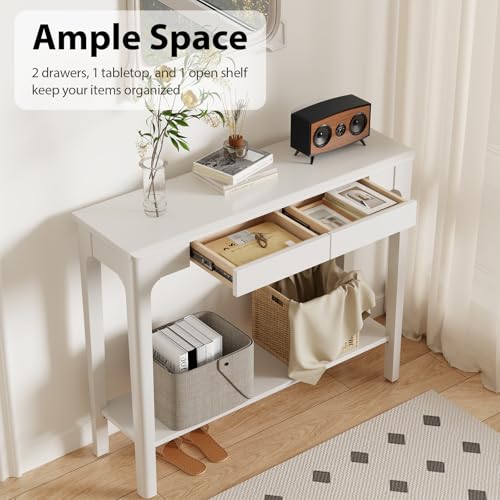 AQIMUELE Wood Console Table with Drawers, Mid Century Modern Console Table Walnut for Entryway, Living Room, Hall Way. AQIMUELE