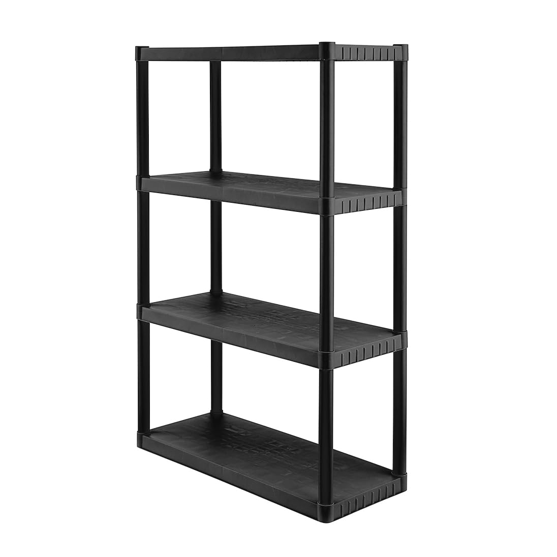 CX 4-Tier (52.1”H x 34.8”W x 14.6”D) Plastic Storage Shelving Unit (Black), Medium Duty, 75lbs Per Shelf Capacity, Indoor Storage and Organization in Home, Garage, Office with Easy Assembly CENTREX