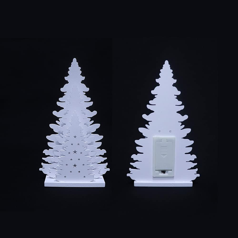 Wooden Christmas Tree Tabletop Decor, Supergorea,LED Wood Craft Christmas Trees Light 2AA Battery Powered 10 inch for Xmas Home Decorations(Indoor) Supergorea