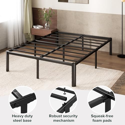 Zinus Van 16 Inch Full Metal Platform Bed, Steel Slat Support, No Box Spring Needed, Eco Friendly WonderBox Packaging, Easy Assembly, Black Zinus