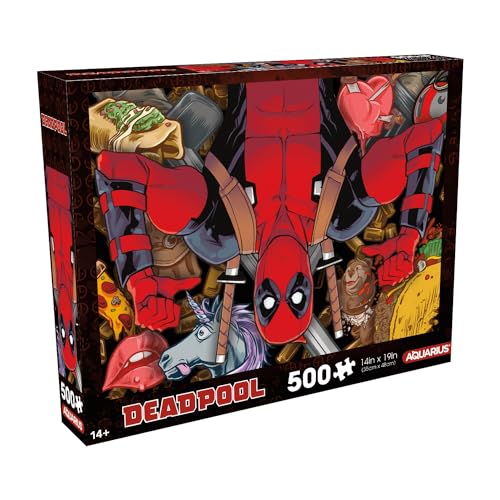 AQUARIUS Deadpool Collage 500pc Puzzle (500 Piece Jigsaw Puzzle) - Glare Free - Precision Fit - Officially Licensed Deadpool Merchandise & Collectibles - 14x19 Inches AQUARIUS