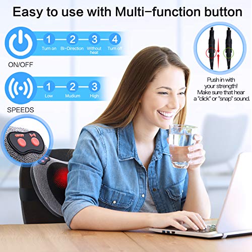 Papillon Shiatsu Back Massager with Heat, Deep Tissue Massage Pillow for Neck,Shoulder,Foot & Lower Back Pain Relief,Electric Kneading Massager for Home, Office, Car-Gifts for Mom, Dad, Men, Women Papillon