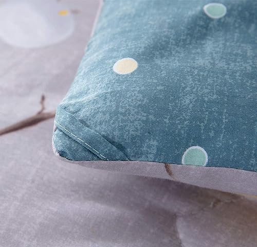 SLEEPBELLA Comforter Twin Size, 600 Thread Count Cotton Grey Branch with Yellow Turquoise Polka Dot Pattern Green Reversible Comforter Set,Down Alternative Bedding Set 2Pcs (Twin, Grey Branch) SLEEPBELLA