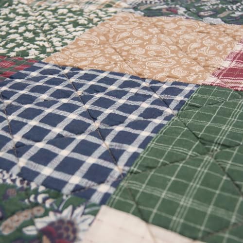 Donna Sharp Rustic Paisley Pieced Patchwork Cotton Quilted Bedding Set - 3-Piece Cal King Size Quilt Set - Includes 1 Quilt and 2 Pillow Shams - Machine Washable - Perfect for Rustic Decor Donna Sharp
