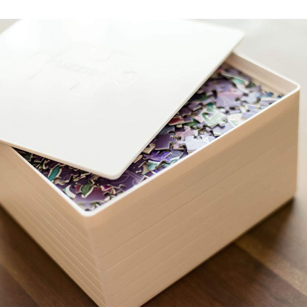 PUZZLE EZ 8 Puzzle Sorting Trays with Lid 8" x 8" with Mover Card Hold Up to 1000 Pieces Space Saver Gift for Puzzle Lover PUZZLE EZ