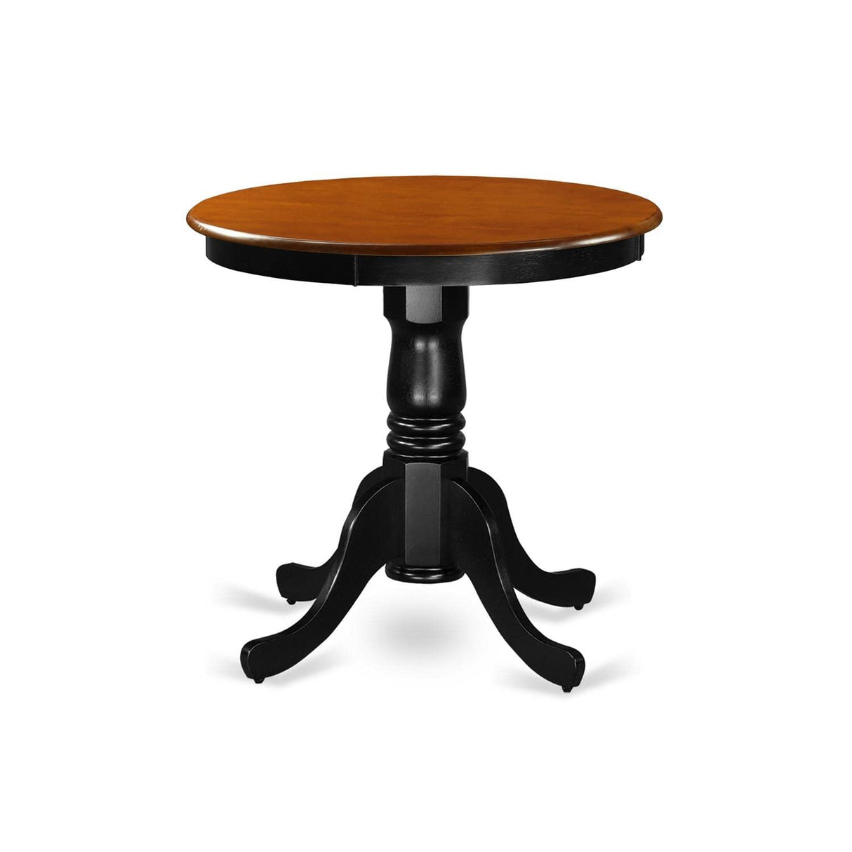 East West Furniture EMT-BCH-TP Eden Kitchen Dining Table - a Round Solid Wood Table Top with Pedestal Base, 30x30 Inch, Black & Cherry East West Furniture