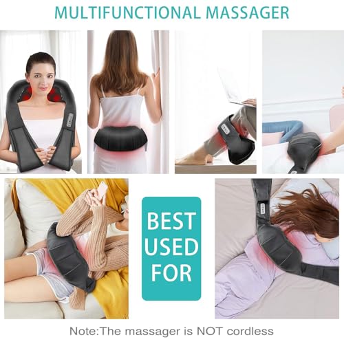 AERLANG Shiatsu Back and Neck Massager, Back Massager Deep Tissue Kneading Neck and Shoulder Massage with Heat, Electric Massage Pillow Fathers Day Gift Ideas from Daughter Son(NOT Cordless) AERLANG