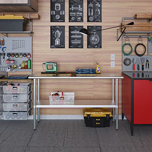 AmGood Stainless Steel Work Table with Undershelf | Food Prep NSF | Utility Work Station | (60" Length X 18" Width) AmGood