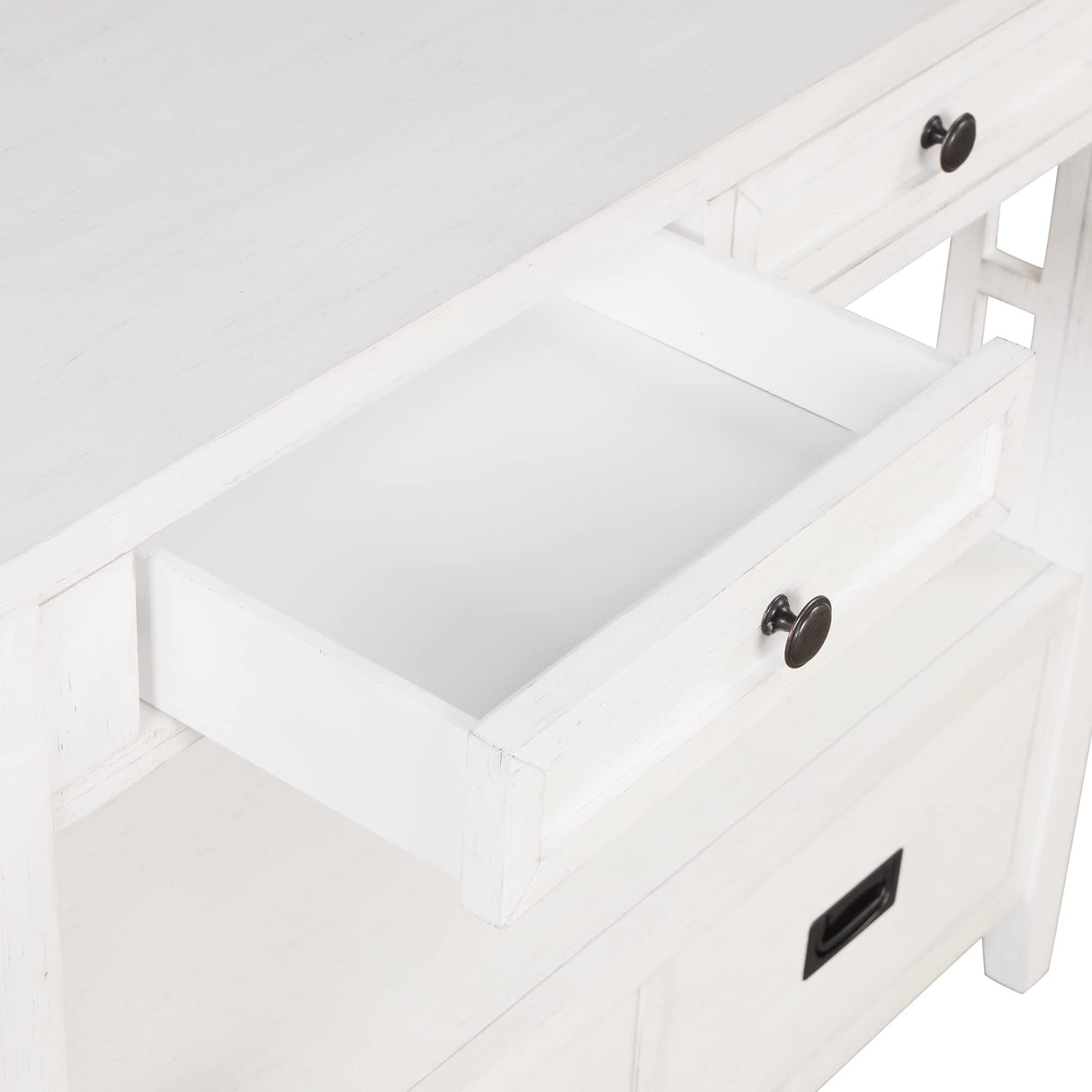 SPOFLYINN 36 Inch Farmhouse Console Table with 4 Drawers 1 Storage Shelf Pine Wood Entryway Table for Living Room Bedroom Hallway Kitchen White One Size SPOFLYINN