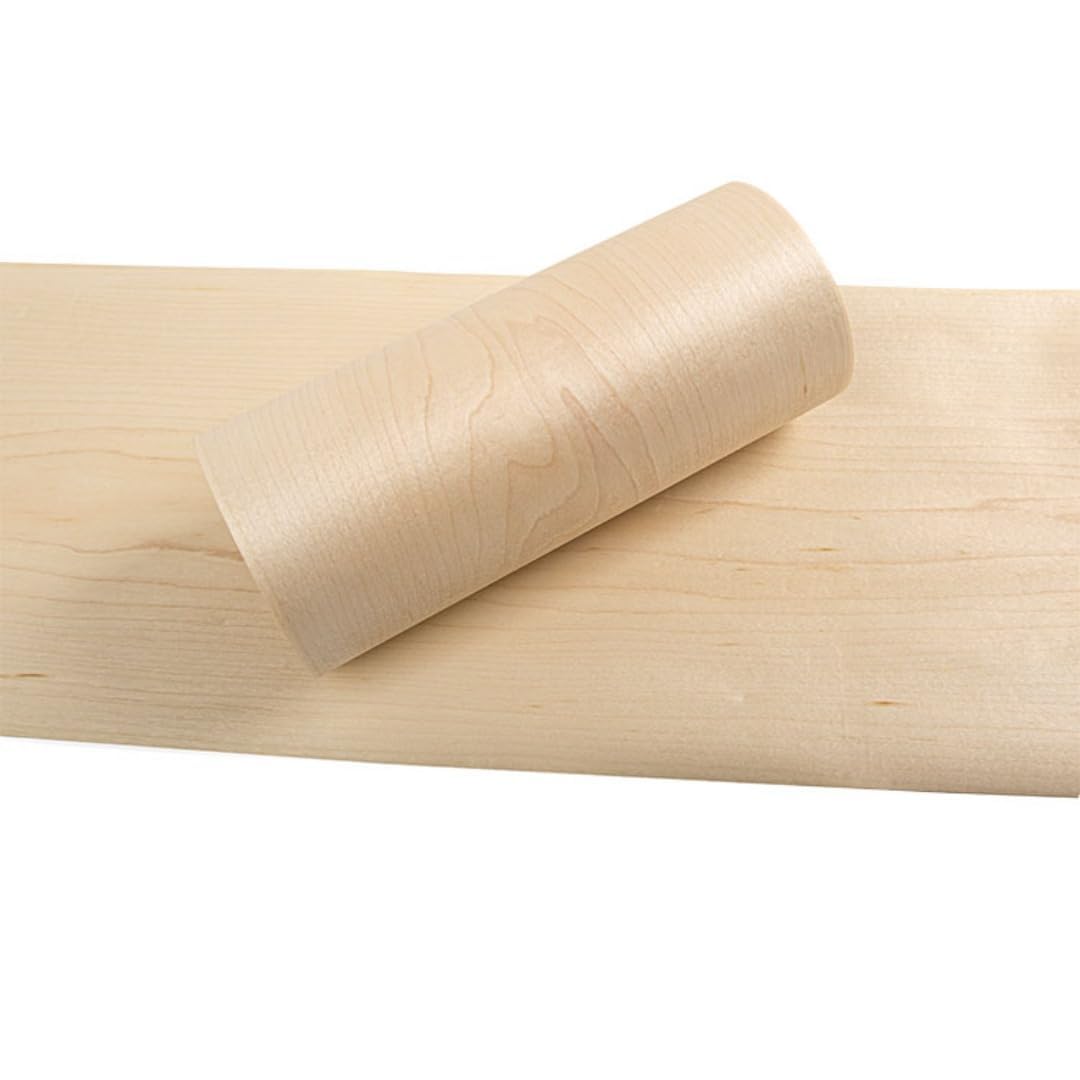 Natural Hard Maple Veneer Wood Sheets - Ideal for DIY Speaker Renovation and Furniture Restoration - Unfinished Wooden Sticker - Handmade Style - 8 x 110 Inch Camland