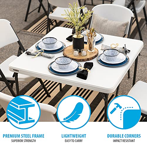 LIFETIME 80783 37-Inch Commercial Grade Square Folding Card Table, White Granite LIFETIME