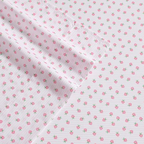Laura Ashley Kids - Twin XL Sheet Set, Soft & Wrinkle-Resistant Toddler Bedding Set, Deep Pockets, Girl Bed Sheets with Matching Fitted Sheet & Pillowcase (Sweet Lady Bugs Pink) Laura Ashley
