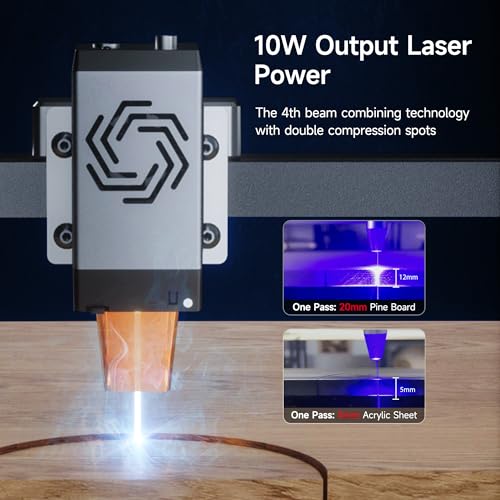 Ortur Laser Master 3 10000mW Laser Engraver, High Precision 0.05 x 0.1mm Spot Laser Engraving Machine for Wood Leather Acrylic Metal DIY Making, App-Controlled Laser Cutter, Class 4 Ortur