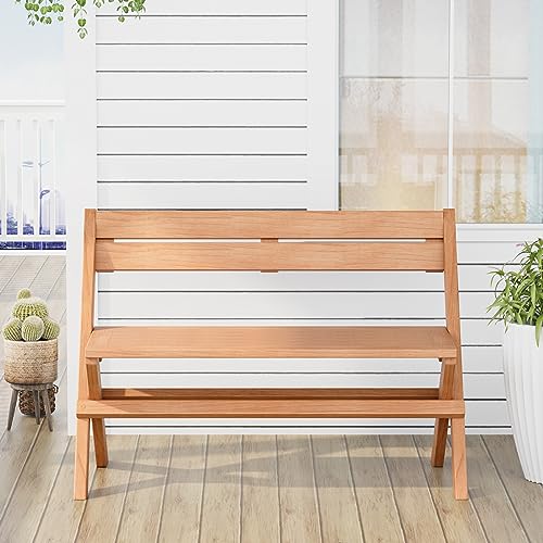 Giantex Folding Teak Wood Outdoor Bench - 2-Person Patio Seat with Elegant Design for Garden and Poolside Giantex