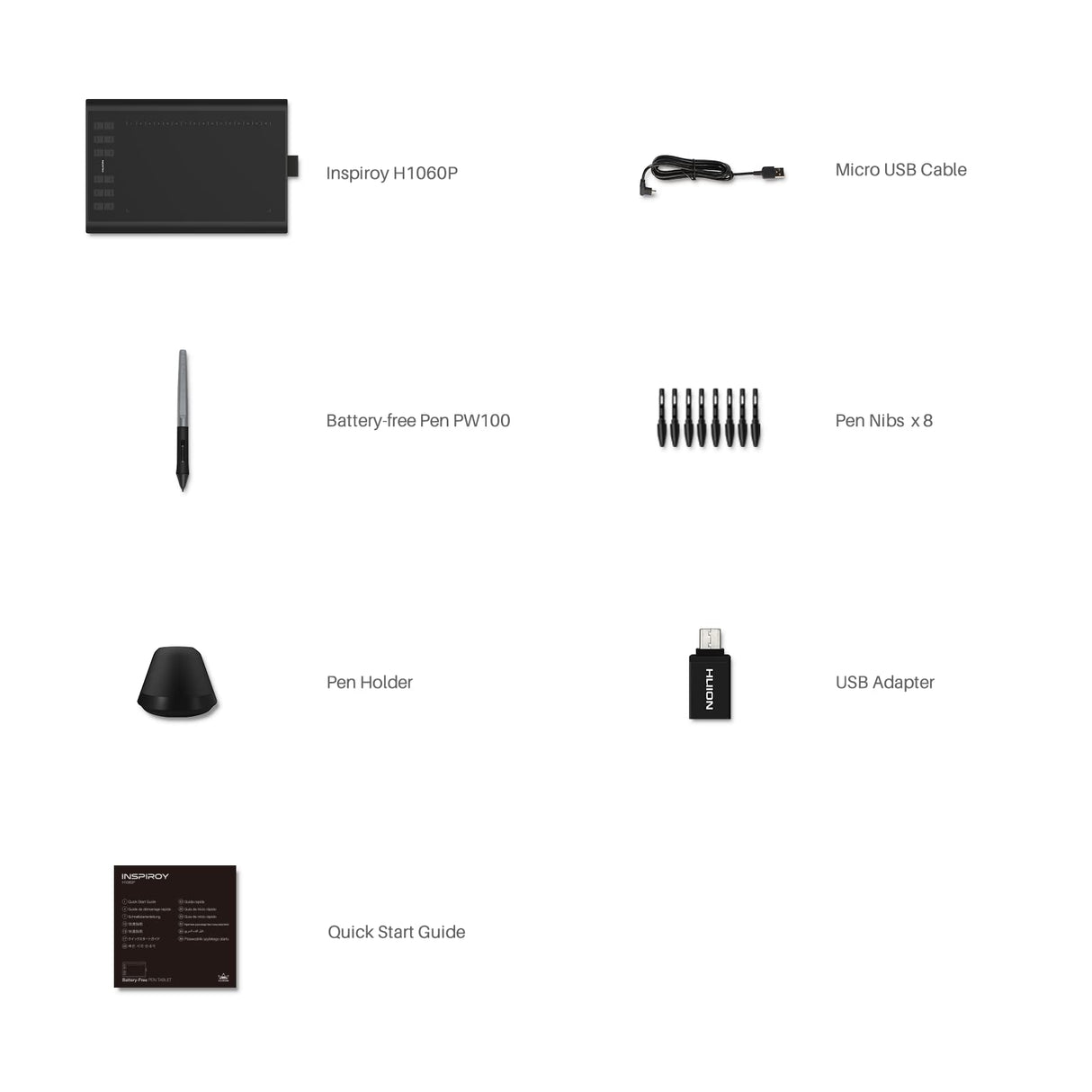 HUION Inspiroy H1060P Graphics Drawing Tablet with 8192 Pressure Sensitivity Battery-Free Stylus and 12 Customized Hot Keys, 10 x 6.25 inches Digital Art Tablet for Mac, Windows PC and Android HUION