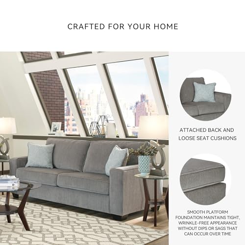 Signature Design by Ashley Altari Modern Sofa with 2 Accent Pillows, Light Gray Signature Design by Ashley
