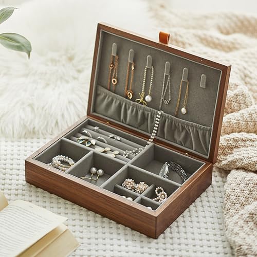 GeRRiT Handmade Box Solid wood jewelry box handmade can store earrings bracelets necklaces organization box accessories storage box suitable for her jewelry box GeRRiT