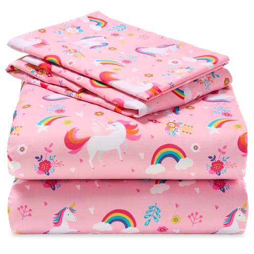 Joiedomi Kids Twin Sheet Set Unicorn - 3 Piece Soft Microfiber Bed Sheets - Deep Pocket Wrinkle Free, Cozy Toddler Bedding Set, Fade Resistant Breathable for Boys Girls Teens Joiedomi