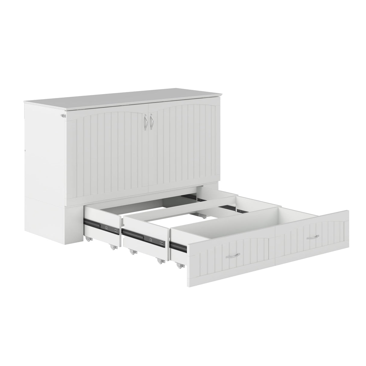 AFI, Southampton Murphy Bed Chest Queen with 6" Mattress, Storage Drawer & Built-in USB Charger, White AFI