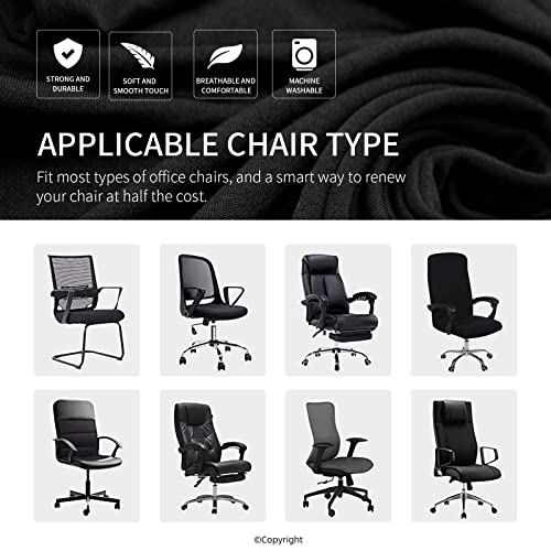 DIVA EN CAMINO DEC Water Resistant Office Chair Cover with Zipper, Stretch Slipcover for High Back Chair, Black DIVA EN CAMINO DEC