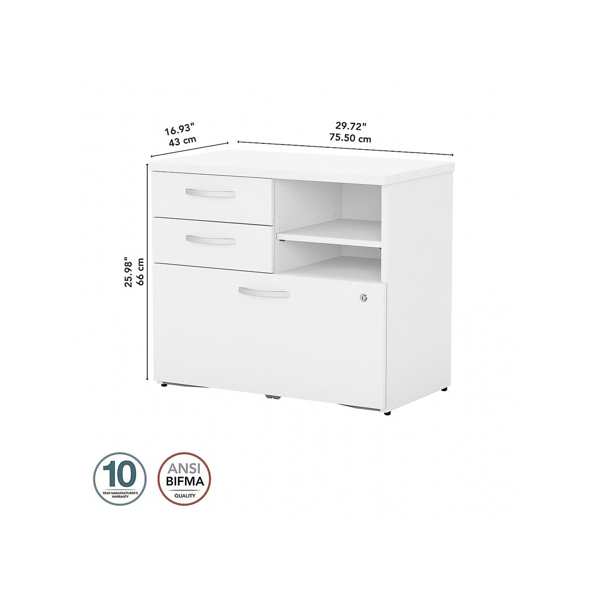 Bush Business Furniture Studio C Office Storage Cabinet with Drawers and Shelves, White (SCF130WHSU) Bush Business Furniture