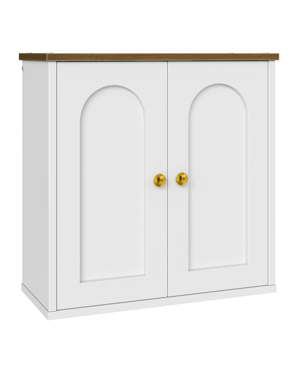 CHOEZON Bathroom Wall Cabinet, Medicine Cabinet with Adjustable Shelf, Modern Wall Cabinet with 2 Doors, Farmhouse Wall Mounted Storage Cabinet, for Bathroom, Living Room, Kitchen, White and Walnut CHOEZON