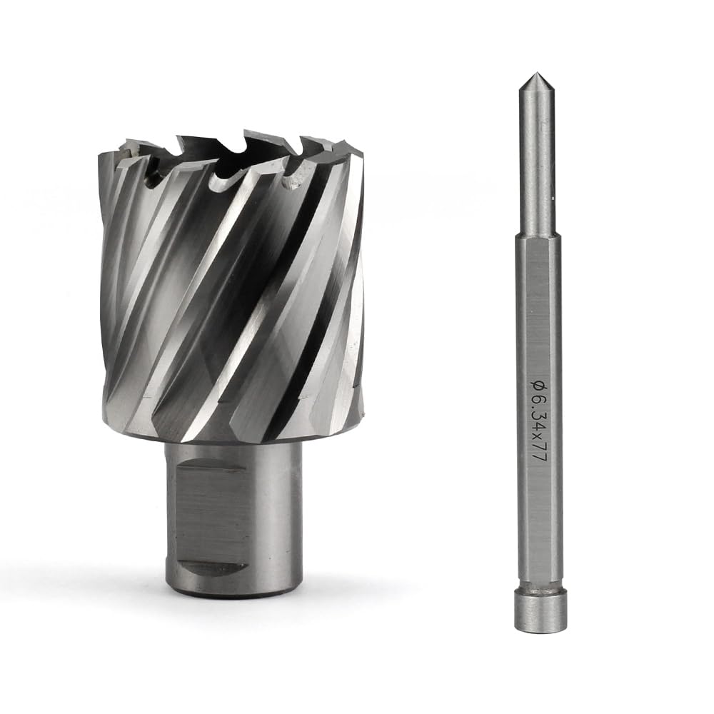 Annular Cutter JESTUOUS 1-7/16 Inch Cutting Diameter 3/4 Weldon Shank 1 Cutting Depth with Pilot Pin Slugger Bits HSS Kit for Magnetic Drill Press,1 Piece JESTUOUS