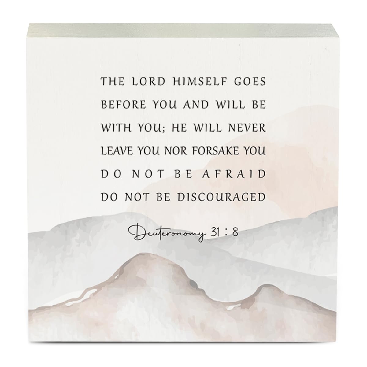 Religious Christian Decor Wood Box Sign 5 x 5 Inches Faith Scripture Box Sign Wooden Square Sign Decor Inspirational Rustic Bible Verse Desk Decor Wood Sign for Home Farmhouse Office Bathroom IYEZH