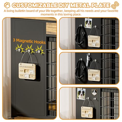 Hugcoz 38" Dog Crate Furniture - Dog Crate with DIY Frame, Sliding Door Indoor Kennel, Wooden Dog Cage End Table, for Medium/Large Breed, Rustic Brown Size L HugCoz