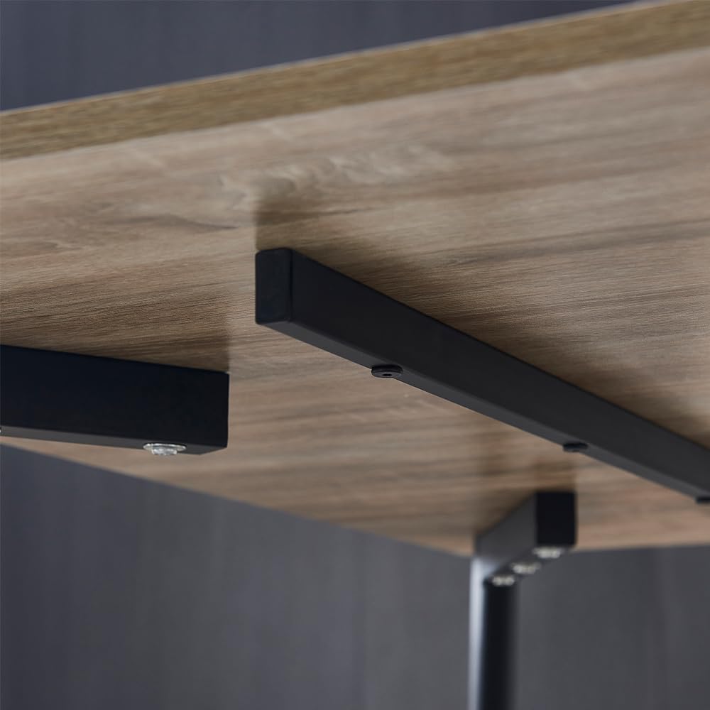 Anchorhome 47"(W) Modern Wooden Dining Table Set for 4/6, with 4 Armless Dining Chairs Plus 2 Sturdy Stools Faux Leather Metal Frame, Dining Room Kitchen Apartment (Vintage Beige) Anchorhome