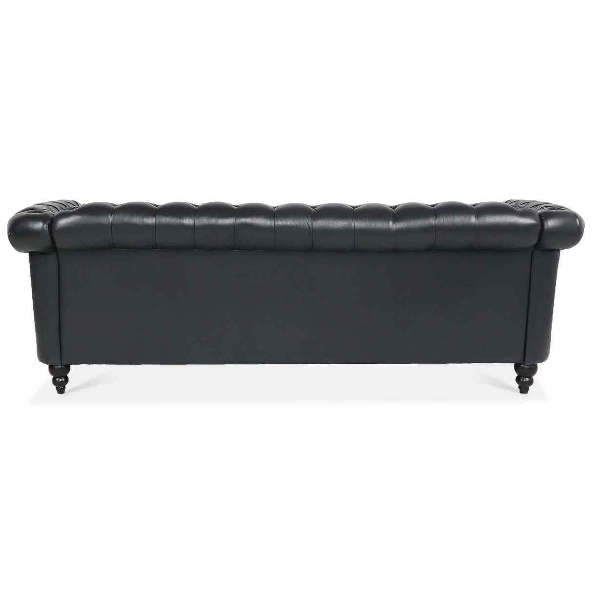 Ball & Cast 84" Chesterfield Leather Sofa with Channel Tufted Seat Back,Classic 3 Seater Couch w/Roll Arm Nailhead Trim and Upholstered,Mid Century Furniture for Living Room,Bedroom,Office,Black PU Ball & Cast