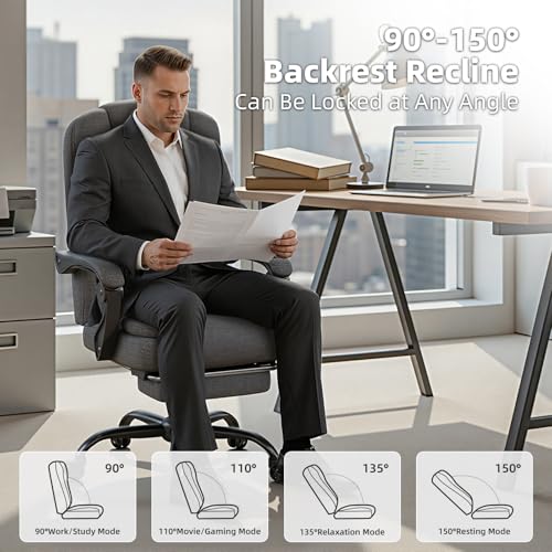 Office Chair, Big and Tall Ergonomic Gaming Chair for Adults, Comfy Reclining Computer Chair with Footrest, Adjustable Swivel Desk Chair, Executive Gamer Chair, Comfortable Silla Gamer for Home & Game SITMOD