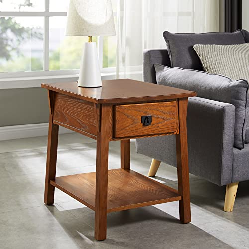 Leick Home 9066-SC Mission End Table with Locking Secret Compartment Made with Solid Wood, for Living Rooms, Russet Finish Side Table with Secret Compartment Leick Home