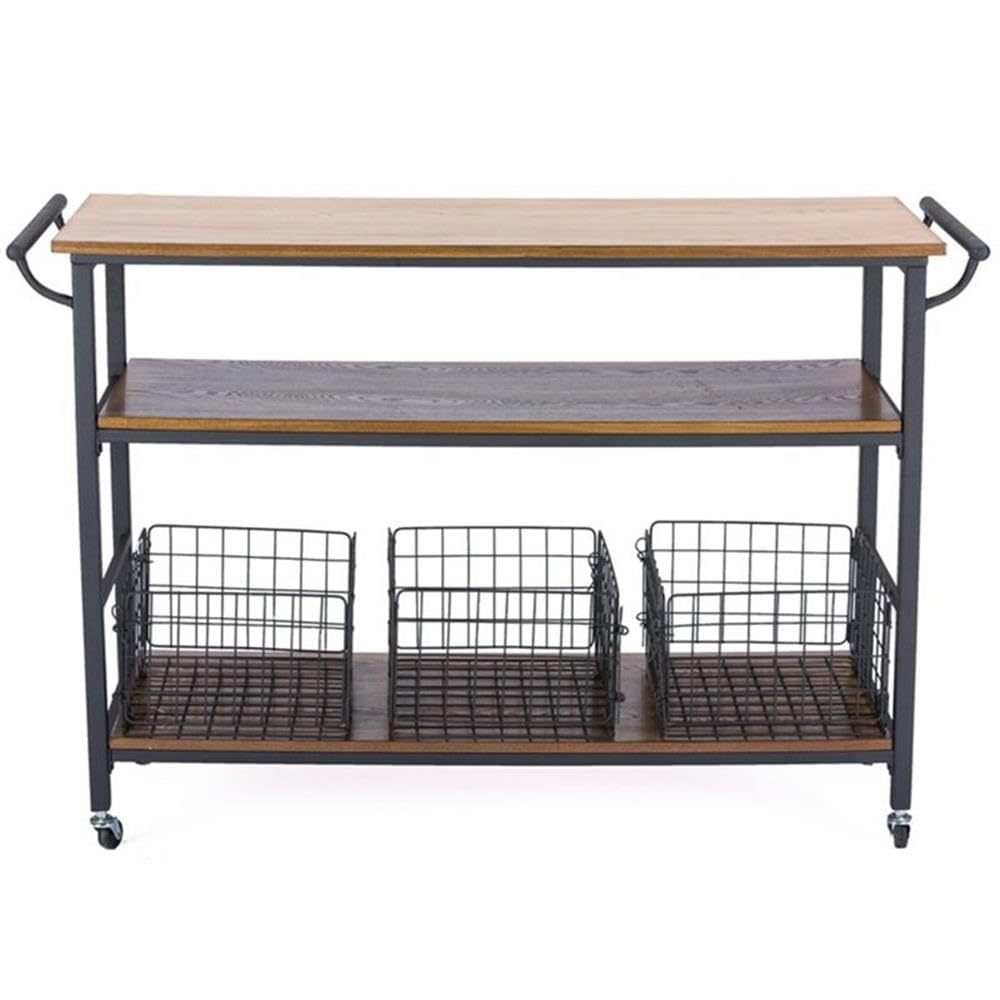 Baxton Studio Lancashire Wood and Metal Kitchen Cart, Brown Baxton Studio
