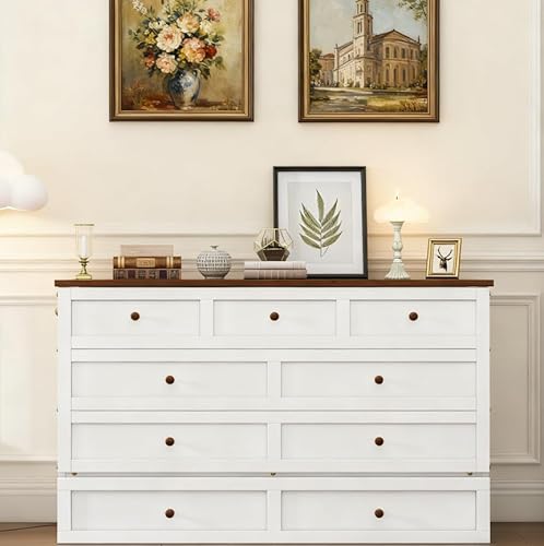 Bellemave Full Murphy Bed with Storage Drawer and Charging Station, Cabinet Bed, Farmhouse Murphy Cabinet with Foldable Panel, Noisy Free, for Guest Bedroom, Living Room, Walnut+Walnut Bellemave