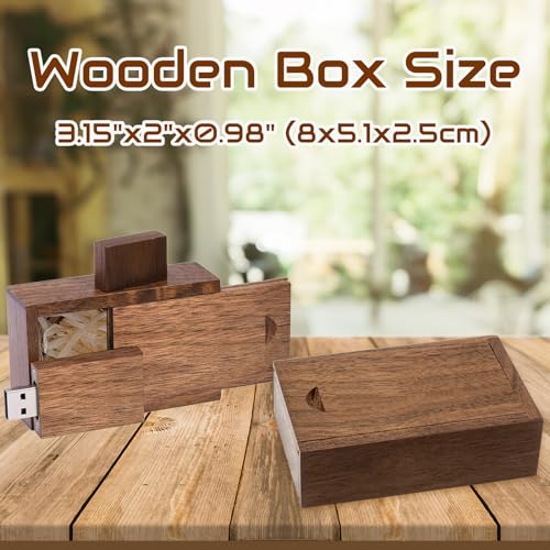 TATMOHIK Small Wood Gift Box with Sliding Lid, Sliding Top Tiny Wooden Keepsake Box USB Box for Family/Friends/Photographer/Client(Walnut TATMOHIK