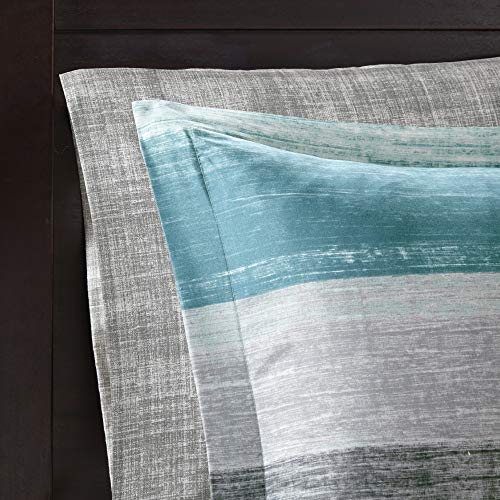 Madison Park Essentials Twin Comforter Set, Bed in a Bag Twin, Watercolor Print Coastal Comforter & Chambray Cotton Sheet Set, All Season Bedding Set, Saben, Aqua Twin (68 in x 86 in) 7 Piece Madison Park