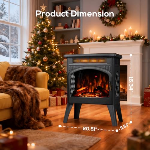 ZAFRO 21" Freestanding Electric Fireplace with Remote, Fireplace Space Heater with Adjustable Flame Color and Brightness, Thermostat/Sleep Mode/Overheat Protection for Bedroom, Living Room(Black) ZAFRO