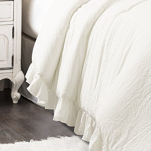 Lush Decor - Comforter Set, Soft Ruffled Bedding with Matching Sham, Cozy Essentials, Elegant Bedroom Decor (Reyna White, Twin XL) Lush Decor