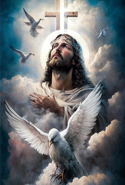 Religious Diamond Art Kits for Adults Beginners,Jesus Diamond Painting Kits for Adults,5D DIY Full Drill Round Christian Gem Art Paint with Diamond Dots Crystal Craft Art for Home Wall Decor 12x16inch