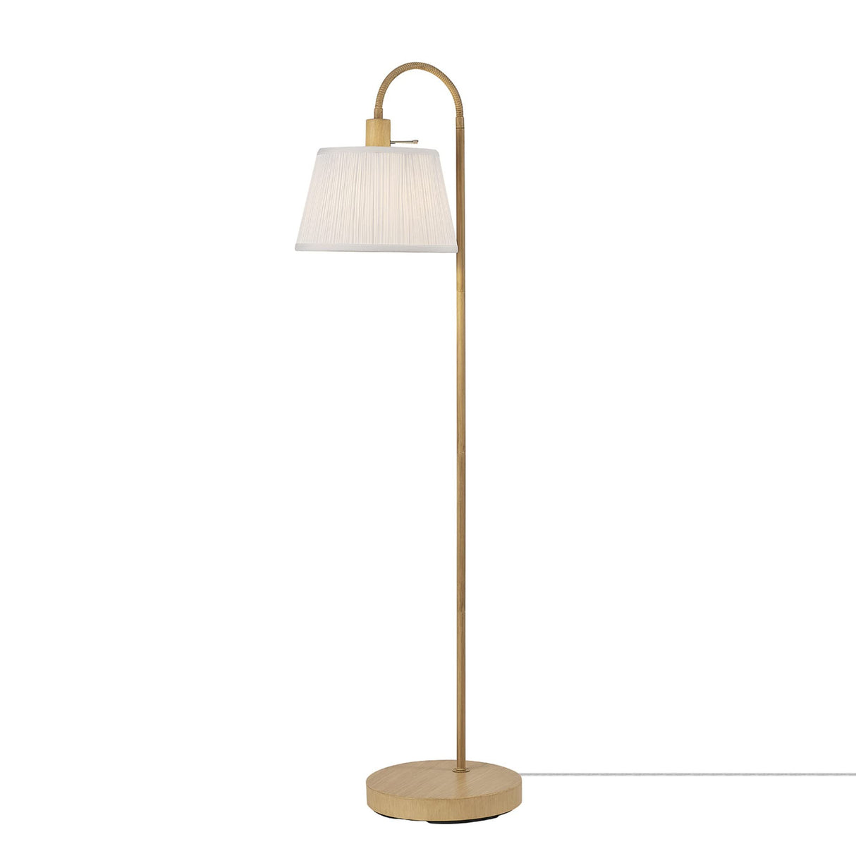 Globe Electric 65907 68" Floor Lamp, Light Faux Wood, White Pattern Shade, On/Off Rotary Switch on Socket Globe Electric