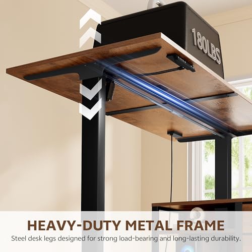 Homiflex 47 Inch L Shaped Standing Desk with 3 Drawers Electric Standing Desk with Storage Computer Desk Adjustable Height with Power Outlets 4 Memory Presets for Home Office, Rustic Brown Homiflex
