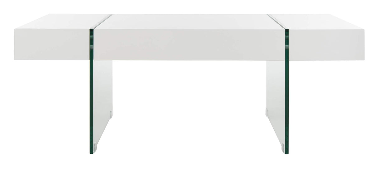 Safavieh Home Jacob White and Glass Leg Coffee Table Safavieh