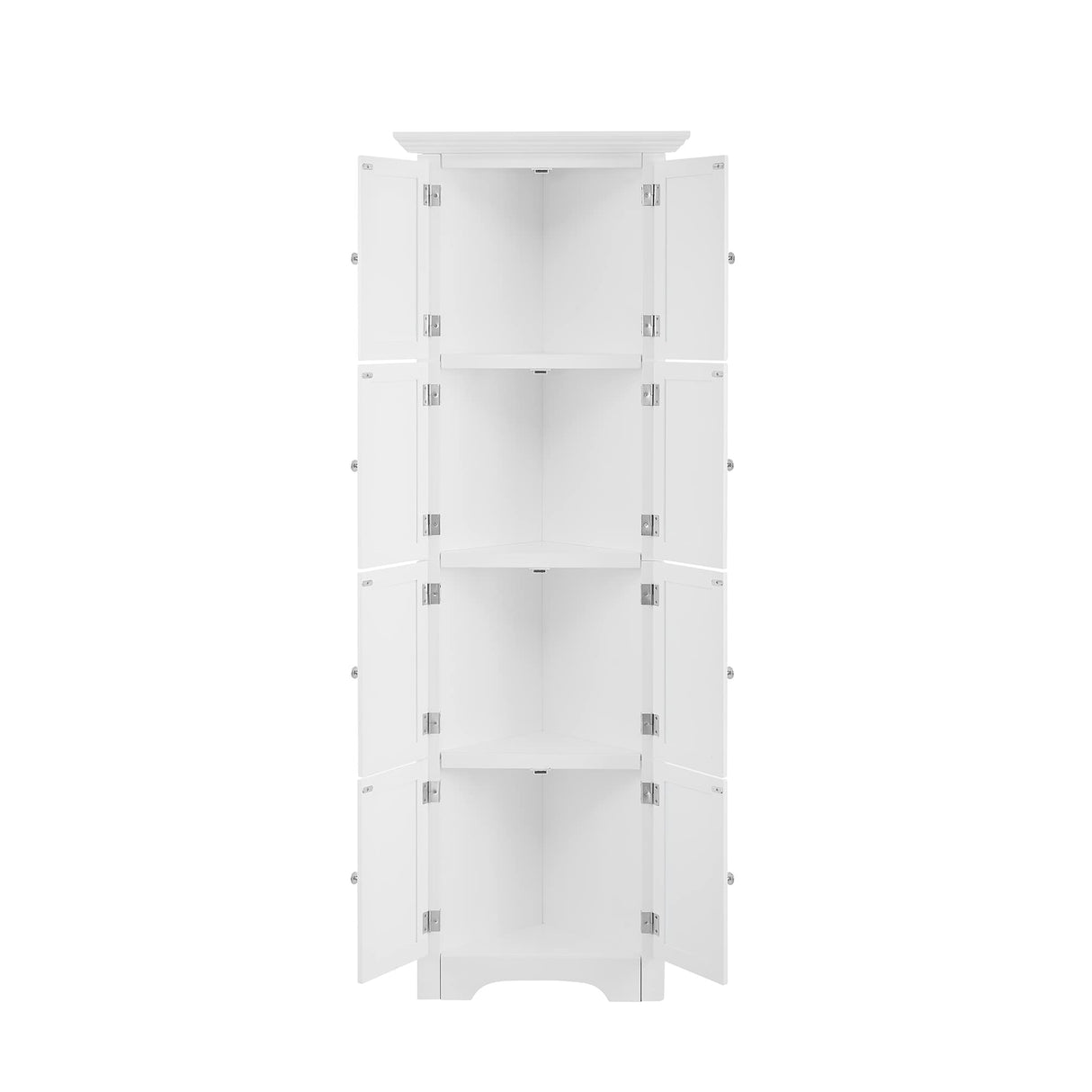 72 Inch Tall Corner Storage Cabinet with 8 Doors, 4-Tier Kitchen Pantry Storage Cabinet, for Living Room, Kitchen, Office, Bathroom, White WoodArtSupply