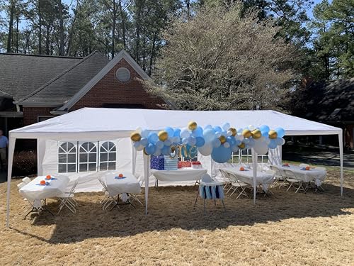 10x30ft Outdoor Tents Party Wedding Canopy Tent, White Canopy Tent Large Canopy Tents for Parties, Outdoor Patio Garden Gazebo Canopy Tents with 8 Removable Sidewalls for Backyard Events SEALAMB